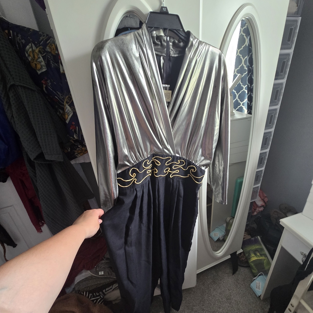 Silver and Black Jumpsuit with Gold Detail
